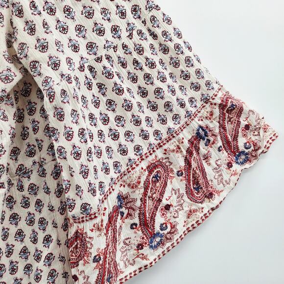 American Eagle Outfitters Floral & Paisley Peasant Tunic Boho Top Women’s Size L - Picture 3 of 8